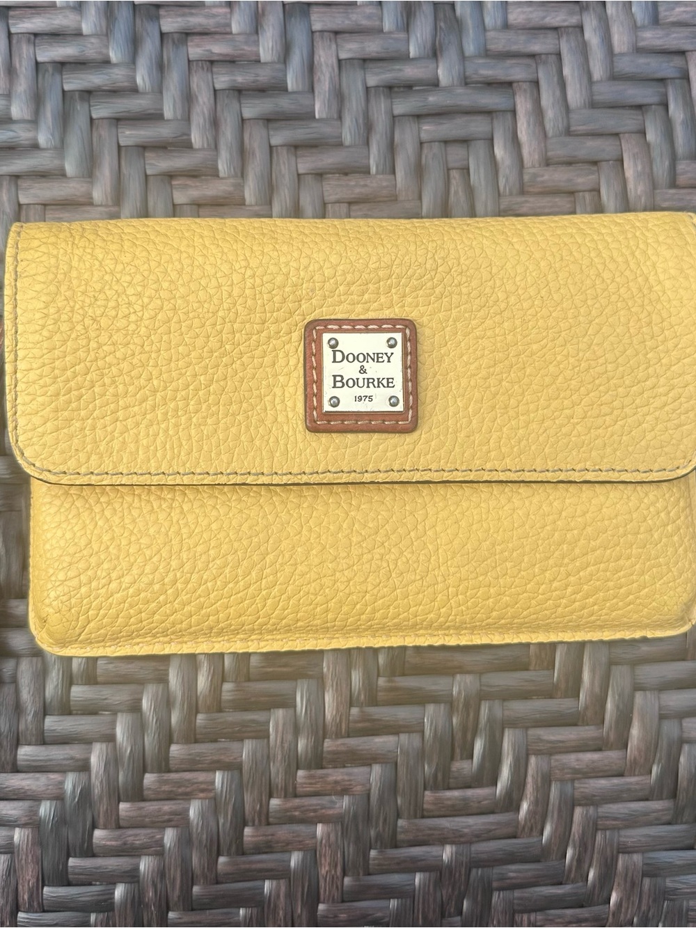 Dooney & Bourke Yellow Pebbled Leather Clutch Wallet